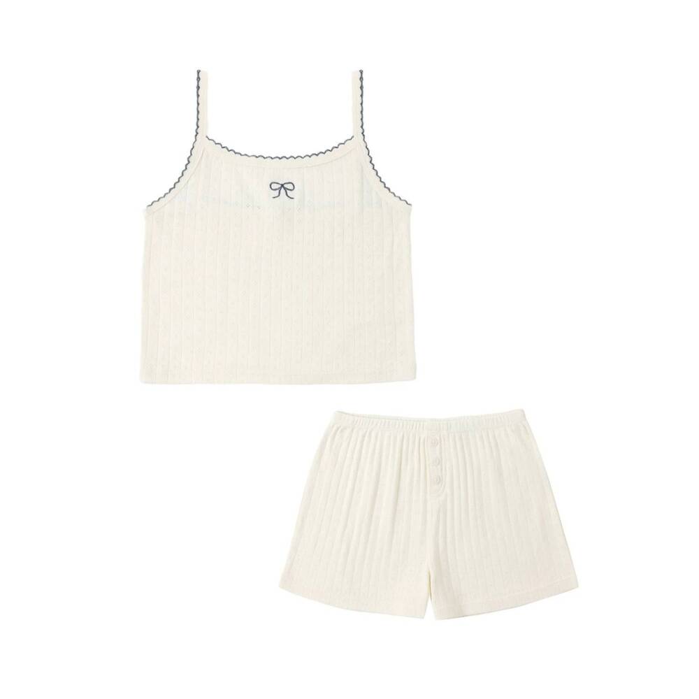NEW RYLEE + CRU girl's pointelle lounge set in ivory
